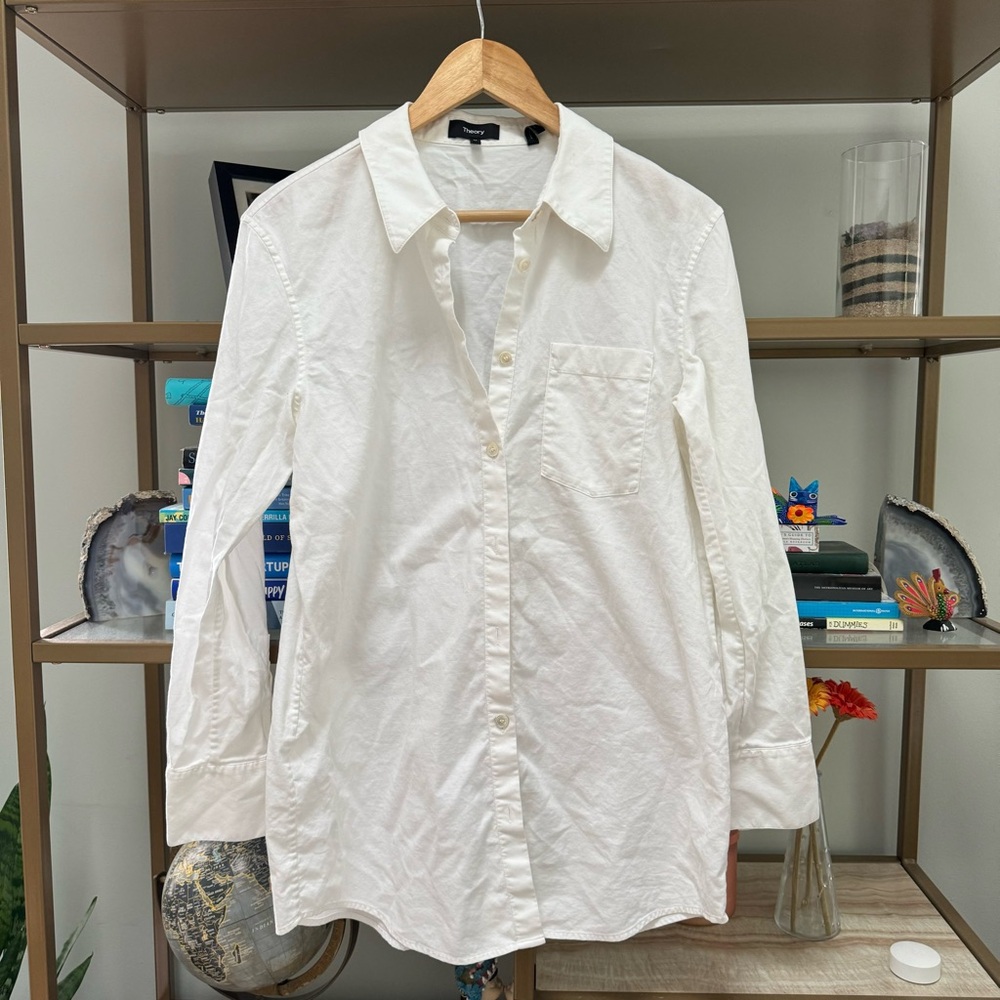 Theory Button Up Collared Blouse - Picture 2 of 6
